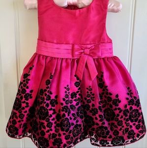 Girls Hot Pink Fuchsia Dress with Dress shoes  9-12 Mth